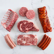 Box BBQ Fête des Pères – entrecôte maturée, spare ribs, Wagyu, agneau, secreto, merguez, La Boucherie
