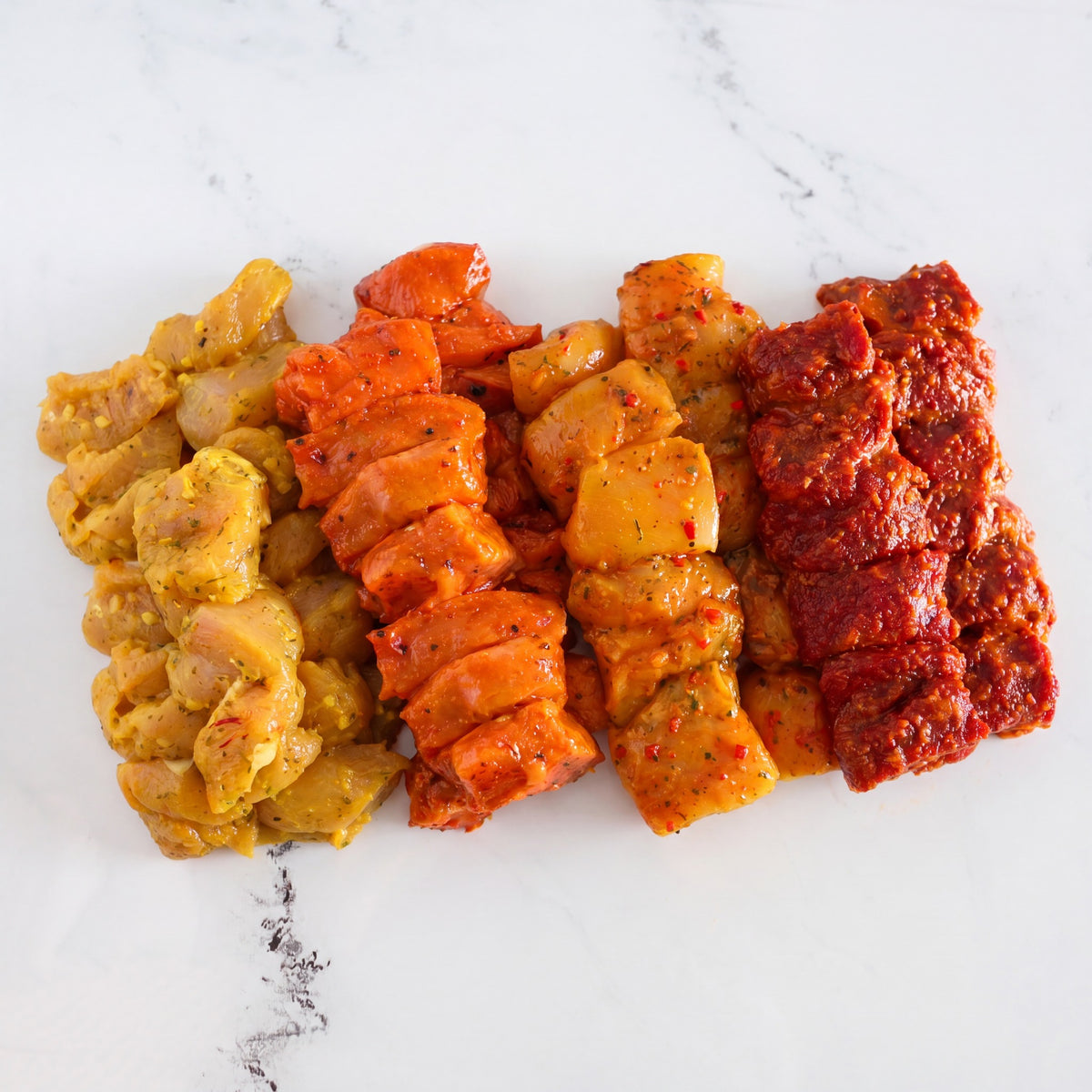 Box Brochettes du Monde – 4 brochettes marinées prêtes à griller, La Boucherie