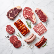 Box Prestige du Boucher Édition Gagnants La Boucherie : entrecôte Holstein maturée, côte à l'os Scottona, New York steak, spare ribs, secreto, burgers Wagyu, saucisse et merguez